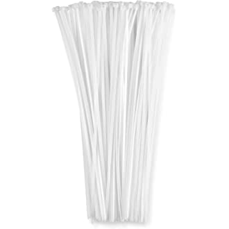 12 Inch Zip Cable Ties (100 Pack), 50lbs Tensile Strength - Heavy Duty White, Self-Locking Premium Nylon Cable Wire Ties…